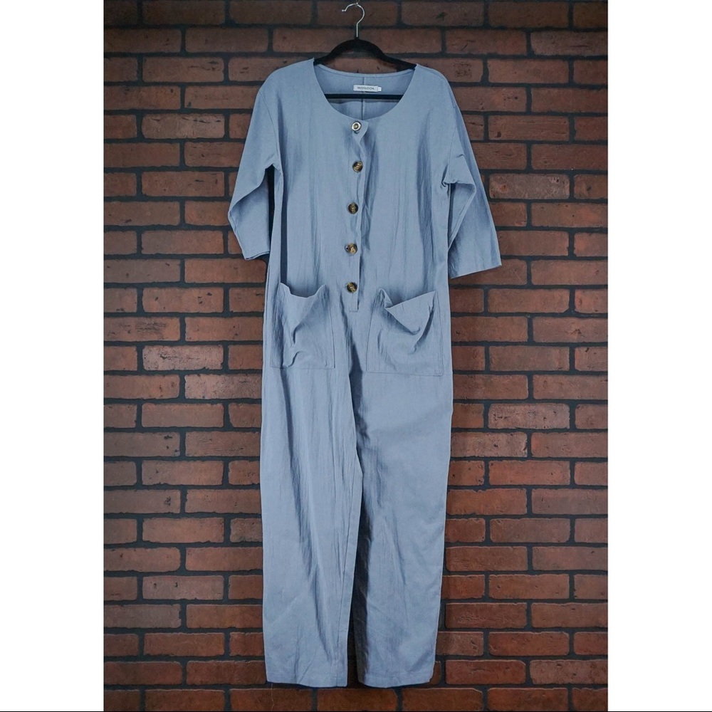 MISSLOOK Gray Jumpsuit Coveralls Lagenlook Size S